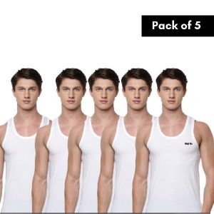 Wild We Economy Sleeveless cotton vest For Men (Pack of 5) - XL Size