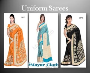 Printed Uniform sarees