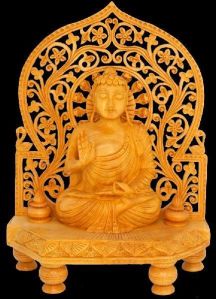 Santarms Wooden Jali Budha Statue