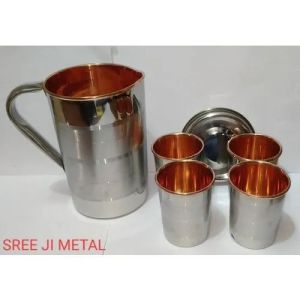 Stainless Steel Copper Jug Glass Set