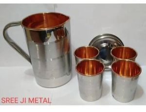 Stainless Steel Copper Jug Glass Set