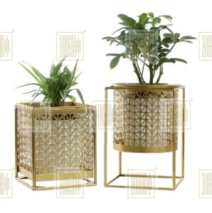 Planter Pot Set of (2) With Stand