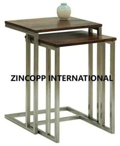 Square Stainless Steel Nesting Table Set of 2