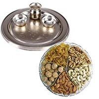 Gift of Pooja Thali N Assorted Dry Fruits