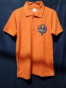 Mens Orange Promotional Printed Polo T Shirt