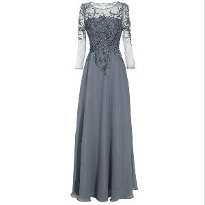 Meier Womens Starlit Beaded Long Sleeve Mother of The Bride Evening Gown