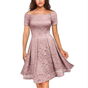 Womens Boat Neck Cocktail Party Swing Dress