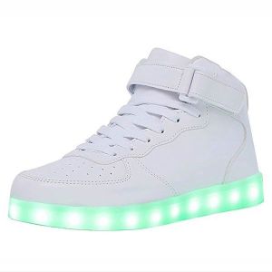 WONZOM FASHION Men Women High Top LED Light Up Sneakers Shoes