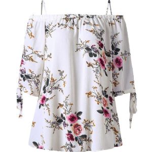 floral straps cold regular sleeve shoulder blouse