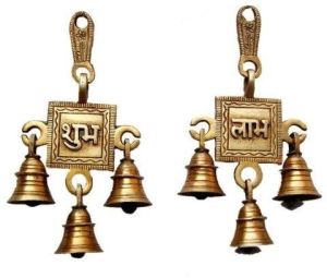 Brass Shubh Labh Hanging Bells Set