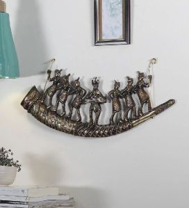 Brass Tribal Folk Dancers on Shehnai Wall Hanging