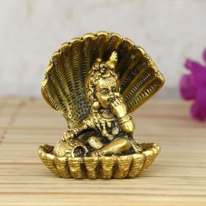 Golden Bal Gopal Krishna having Makhan Decorative Showpiece