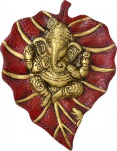 Lord Ganesha on Red Leaf