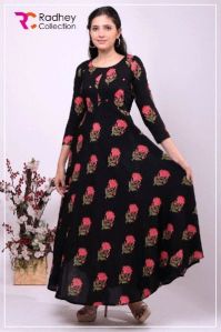 BLACK PRINTED DESIGNER KURTI