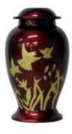 Flying Dove Maroon Brass Cremation Urn