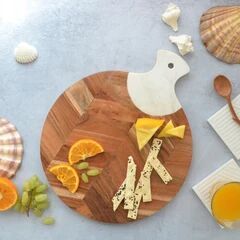 Herringbone Wooden & Marble Cheese Board Platter