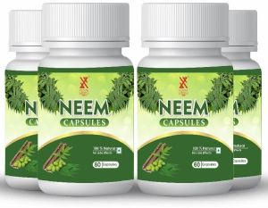 Neem Capsules All-Natural Blood Purifier, Controls Pimples, Acne and Dandruff, Promotes Smooth skin