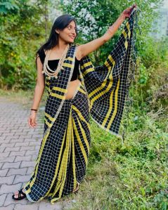 Check Pattern Pure Cotton Saree