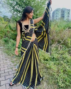 Check Pattern Pure Cotton Saree