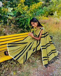 Check Pure Handloom Cotton Saree