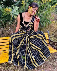 Check Pattern Pure Cotton Saree