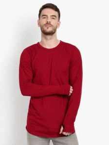 Men Round Neck Maroon T-Shirt