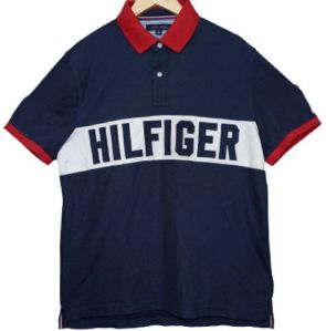 Mens Tommy Hifiger Polo Neck T-shirt (Dark Blue)