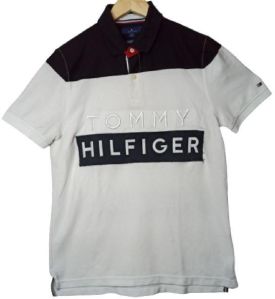 Mens Tommy Hifiger Polo Neck T-shirt (black,White)