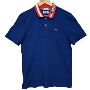 Mens Tommy Hifiger Polo Neck T-shirt ( Plain Blue)