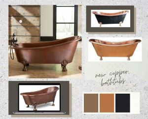 Clawfoot copper bathtub