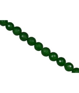 8mm Faceted Round Green Jade Beads
