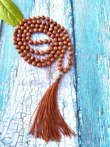 Red Sun Stone Beads Mala