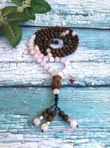 Rose Quartz and Tulsi  Beads Mala