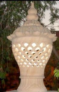Round Sandstone Garden Gate Lamp