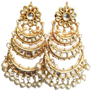 Kundan big chand bali earrings