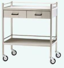 two drawer steel dressing trolley