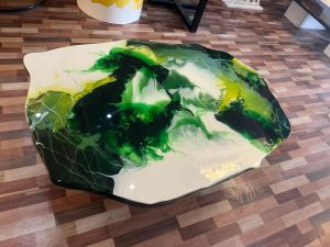 Glossy Green Resin Table Top