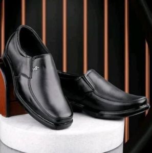 Mens Black Leather Round Toe Formal Shoes