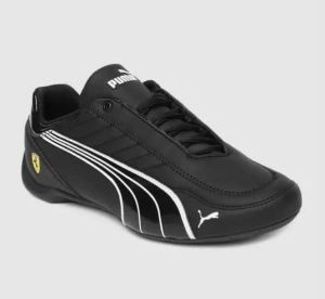 Mens Black Synthetic Leather Sports Shoes