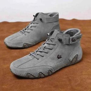 Mens Grey Leather Casual Shoes