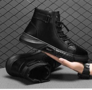 Stylish Leather Black Boots For Men
