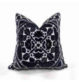 Applique Embroidered Blue & White Cushion Cover