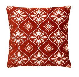 Applique Embroidered White & Orange Cushion Cover