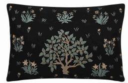 Manual Embroidered Black Rectangle Cushion Cover