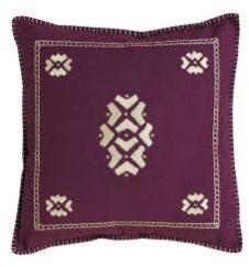 Manual Embroidered Purple Cushion Cover