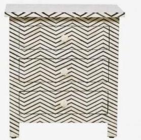 Black Zigzag Classic Bone Inlay Bedside Drawer