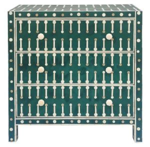 Bone Inlay Green Chest of Drawer Dresser