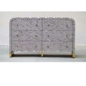 Bone Inlay Waterfall Black Chest of Drawer Dresser