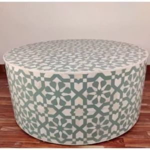 Green Bone Inlay Round Coffee Table