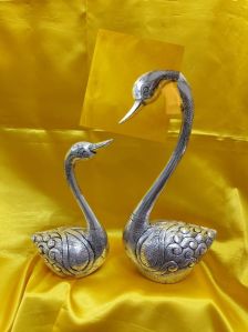 Silver Coated Swan Pair